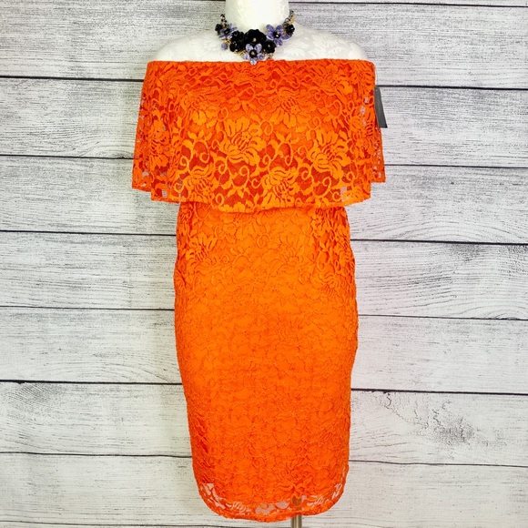 Thalia Sodi Plus Size Orange Lace Dress - Picture 2 of 2